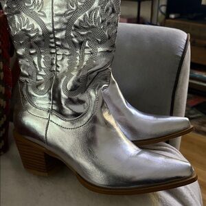 Silver Western Ankle Boots